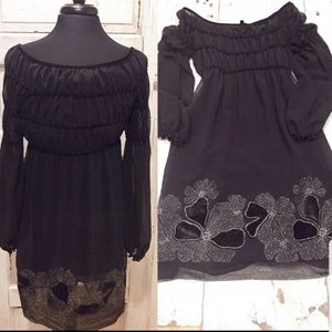 LBD Max studio edit boho peasant black dress